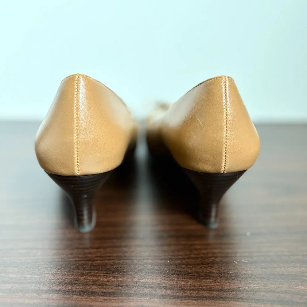 Etienne Aigner Women's Nixie Brown Tan Skinny Wedge Heels Corporate Chic 8.5